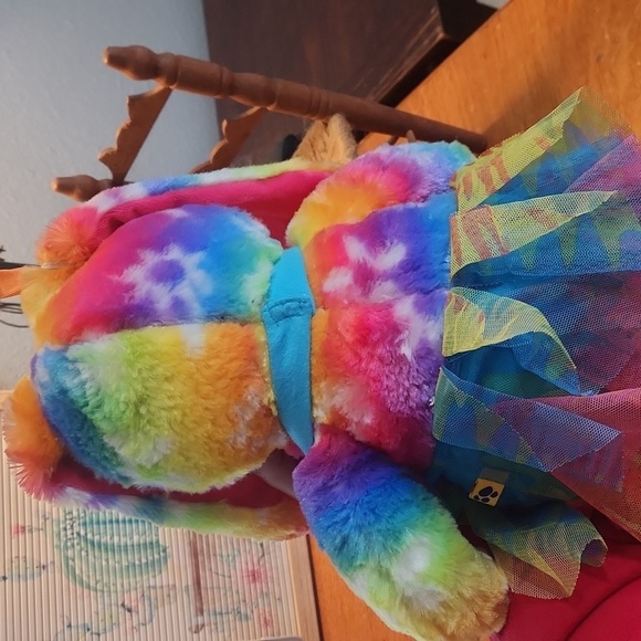 Build A Bear Rainbow 2014 Rare 16" Plush Bunny with Dress - Picture 2 of 8
